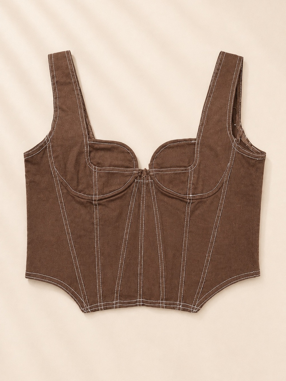 Women's Brown Corset-Style Tank Top